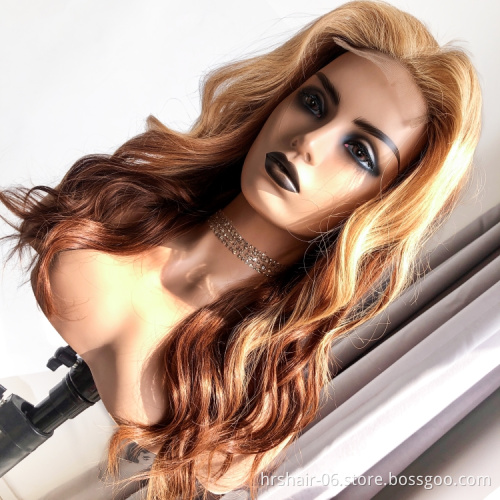 human hair wig lace front glueless wigs transparent 4*4 closure highlight ombre color lace wig vendors